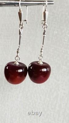 Earrings Cherries silver 22 karat 925 USSR Vintage Russian Soviet gift 194