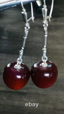 Earrings Cherries silver 22 karat 925 USSR Vintage Russian Soviet gift 194