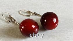 Earrings Cherries silver 22 karat 925 USSR Vintage Russian Soviet gift 194