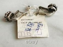 Earrings Fianites silver 22 karat 925 USSR Vintage Russian Soviet gift 219