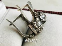 Earrings Fianites silver 22 karat 925 USSR Vintage Russian Soviet gift 219