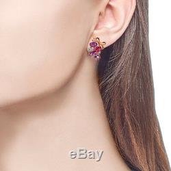 Earrings Rose Gold 14K NEW Russian fine jewelry USSR style 585 3.84g amethyst