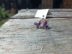 Earrings Rose Gold 14K NEW Russian fine jewelry USSR style 585 3.84g amethyst