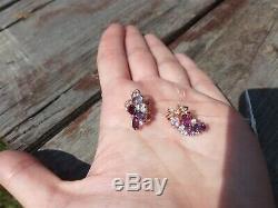 Earrings Rose Gold 14K NEW Russian fine jewelry USSR style 585 3.84g amethyst