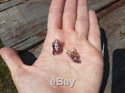 Earrings Rose Gold 14K NEW Russian fine jewelry USSR style 585 3.84g amethyst