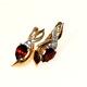 Earrings Russian Cubic Zirconia Gold Rose 14k 585 New Ussr Soviet Style 4.18g