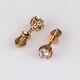 Earrings Russian Gold Solid Rose Gold 14k 585 Diamond 1.88g Stud Soviet Ussr