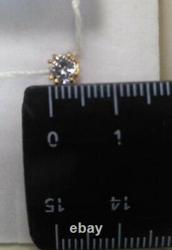 Earrings Russian gold Solid Rose gold 14K 585 diamond 1.88g stud Soviet USSR