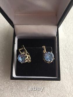 Earrings silver 875 Russian Soviet topaz labor vintage USSR Rare old antique