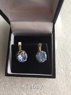 Earrings silver 875 Russian Soviet topaz labor vintage USSR Rare old antique