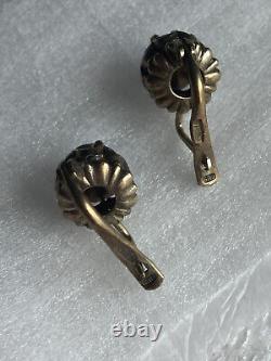 Earrings silver 875 Russian Soviet topaz labor vintage USSR Rare old antique