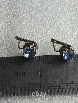 Earrings silver 875 Russian Soviet topaz labor vintage USSR Rare old antique