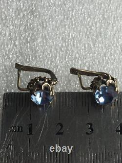 Earrings silver 875 Russian Soviet topaz labor vintage USSR Rare old antique