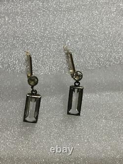 Earrings silver 875 gold Russian Soviet vintage gems USSR Rock crystal Rare