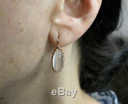 Estate Soviet Russian 583 14k Rose Gold Natural Moonstone Earrings