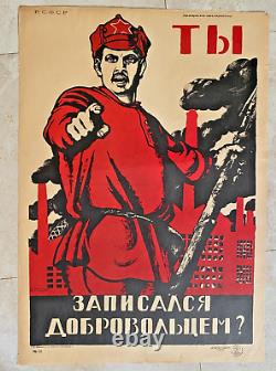Extremely Rare Old Vintage Russian Soviet USSR Civil War Propaganda Poster