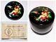Fedoskino Soviet Ussr Russian Lacquer Box 1980s H/painted Flowers & Bird+paper
