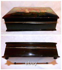 FEDOSKINO Soviet USSR Russian Large Lacquer Box Hand Painted TROYKA Signed Dated