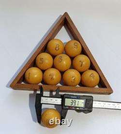 FULL Set of 10 Rare Vintage Soviet Russian Billiard Balls USSR 39.1 mm