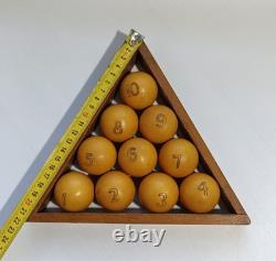 FULL Set of 10 Rare Vintage Soviet Russian Billiard Balls USSR 39.1 mm