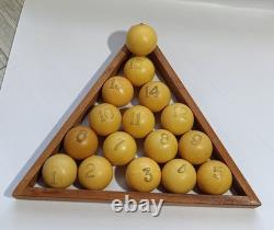 FULL Set of 16 Rare Vintage Soviet Russian Billiard Balls USSR 39.7 mm