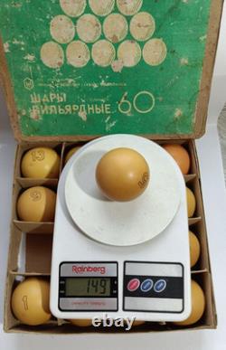 FULL Set of 16 Rare Vintage Soviet Russian Billiard Balls USSR 60mm