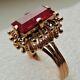 Fantastic Vintage Soviet Russian 583,14k Gold Ring With Ruby Size 9