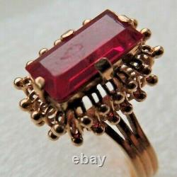 Fantastic Vintage Soviet Russian 583,14k Gold Ring With Ruby Size 9