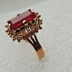 Fantastic Vintage Soviet Russian 583,14k Gold Ring With Ruby Size 9