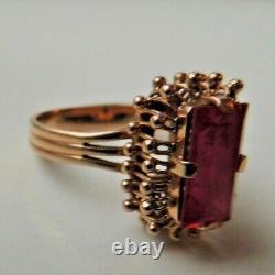 Fantastic Vintage Soviet Russian 583,14k Gold Ring With Ruby Size 9