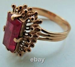 Fantastic Vintage Soviet Russian 583,14k Gold Ring With Ruby Size 9