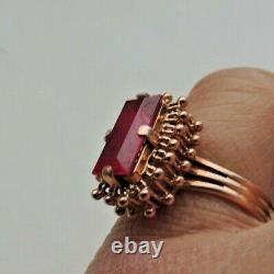 Fantastic Vintage Soviet Russian 583,14k Gold Ring With Ruby Size 9