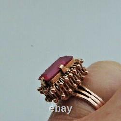 Fantastic Vintage Soviet Russian 583,14k Gold Ring With Ruby Size 9