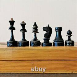 Fastship Middle soviet chess set 50s Wooden Russian Vintage USSR antique