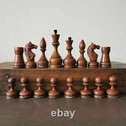 Fastship Soviet chess set 50s Russian Vintage USSR antique wooden