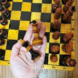Fastship old 40-50s soviet chess set Wooden Russian Vintage USSR antique