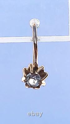 Fine Antique Soviet Russian USSR 14k 583 Rose Pink Gold Alexandrite Earrings