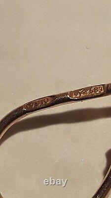 Fine Antique Soviet Russian USSR 14k 583 Rose Pink Gold Alexandrite Earrings