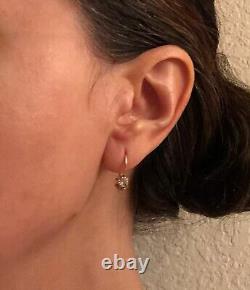 Fine Antique Soviet Russian USSR 14k 583 Rose Pink Gold Alexandrite Earrings