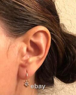 Fine Antique Soviet Russian USSR 14k 583 Rose Pink Gold Alexandrite Earrings