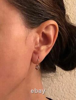 Fine Antique Soviet Russian USSR 14k 583 Rose Pink Gold Alexandrite Earrings