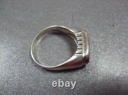 Huge Antique Soviet USSR Etched Sterling Silver 925 Ring Men's Jewelry Size 11.5