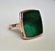 Large Vintage Russian Ussr 14k 585 Rose Pink Gold Green Malachite Cocktail Ring