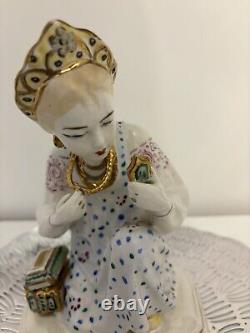 LZFI USSR Soviet Russian 1960 RARE Vintage Porcelain Malachite Box