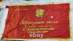 Large USSR Russian Soviet Socialist LENIN COMMUNISM Red Banner Flag Propaganda