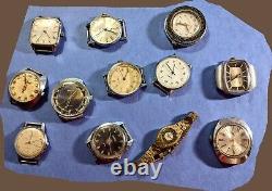 Lot 12 Russian Vintage USSR CCCP Watches, 15 Bands Vostok Pobeda+ ALL 12 RUNNING