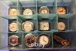 Lot 12 Russian Vintage USSR CCCP Watches, 15 Bands Vostok Pobeda+ ALL 12 RUNNING