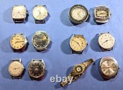 Lot 12 Russian Vintage USSR CCCP Watches, 15 Bands Vostok Pobeda+ ALL 12 RUNNING