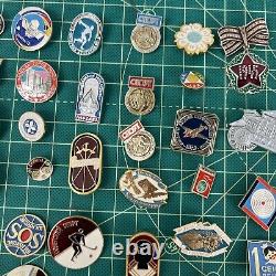 Lot 55 Pcs RUSSIAN SOVIET BADGE PIN VINTAGE USSR Russia? Sports Military Mix