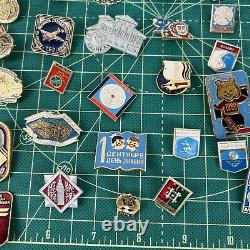 Lot 55 Pcs RUSSIAN SOVIET BADGE PIN VINTAGE USSR Russia? Sports Military Mix